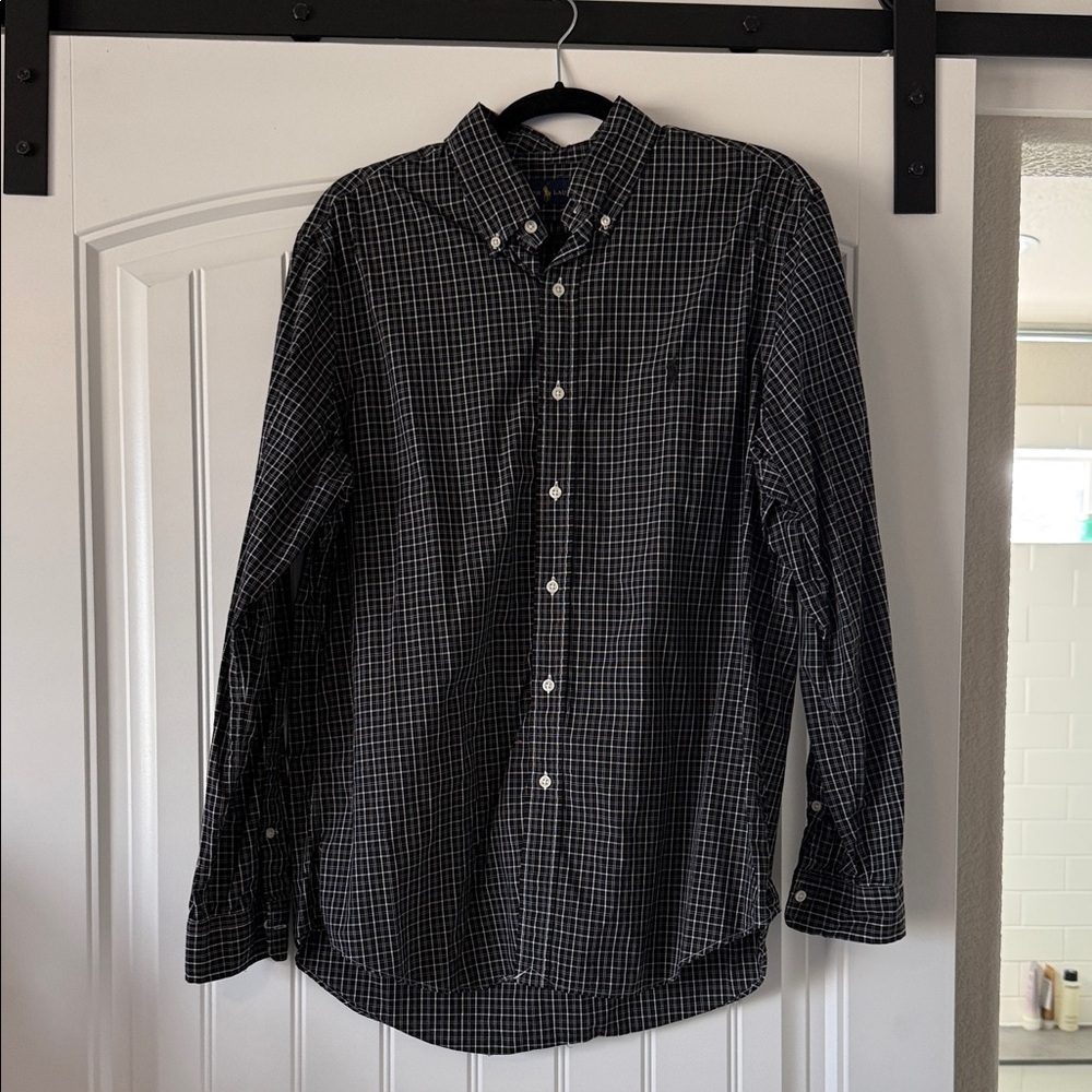 Ralph Lauren Men's Black and White Checkered Shirt